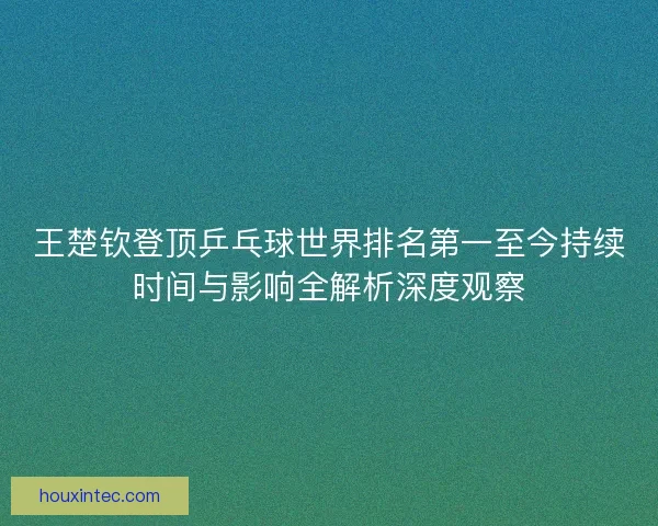 王楚钦登顶乒乓球世界排名第一至今持续时间与影响全解析深度观察